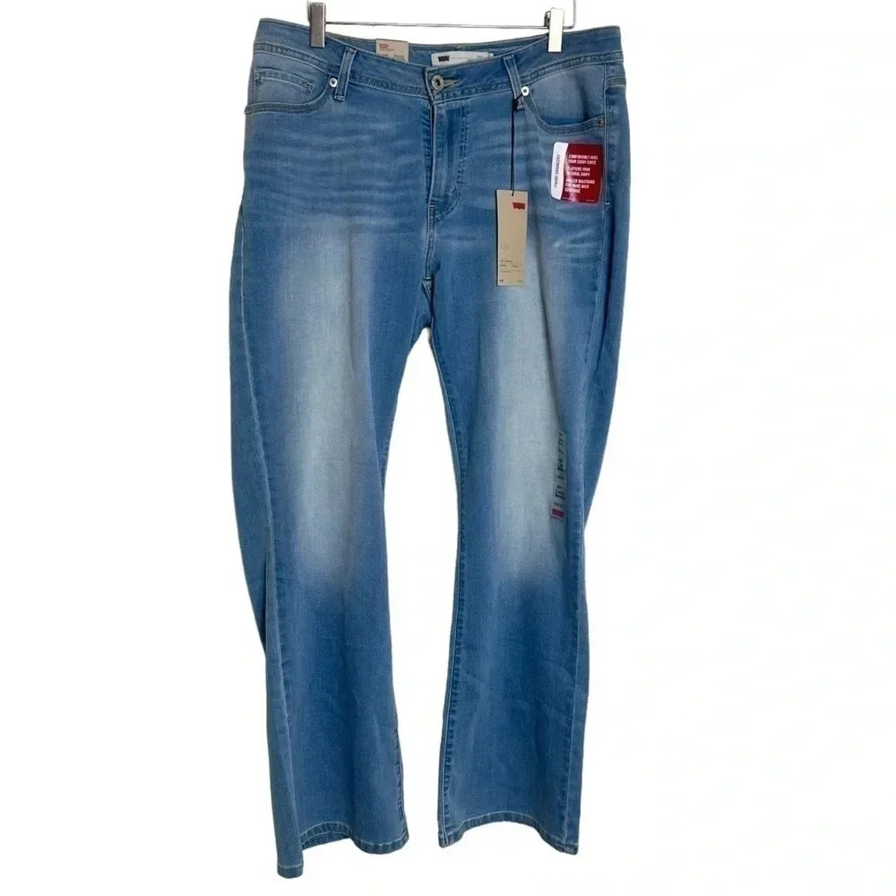 Levi's Curvy bootcut 33/16M‎ figure enhancer distressed blue jeans NEW